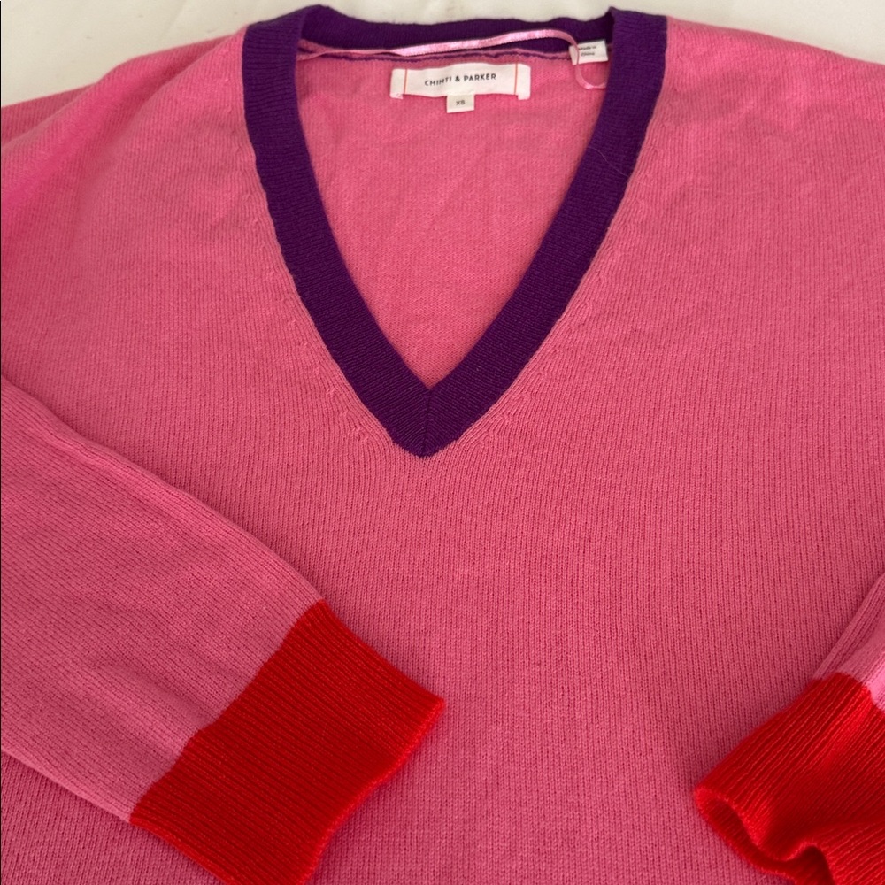 Wool cashmere sz M pink, red and purple sweater new